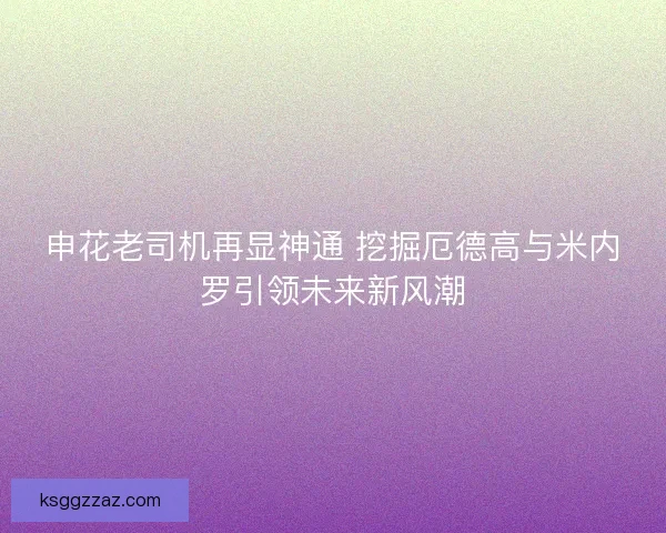 申花老司机再显神通 挖掘厄德高与米内罗引领未来新风潮 申花老司机再显神通 挖掘厄德高与米内罗引领未来新风潮